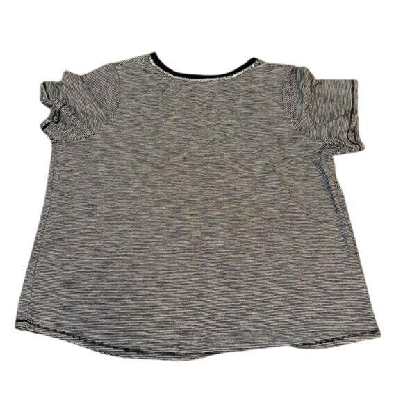 Croft & Barrow Womens Striped Short Sleeve Henley Top 1X Black/White Cotton/Poly - Picture 4 of 7